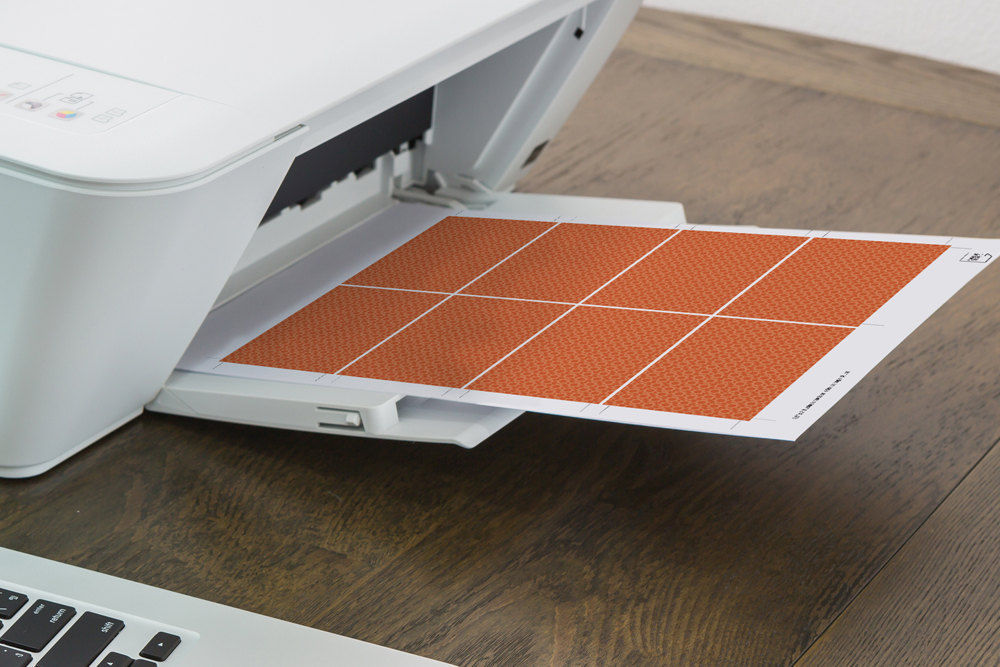 Printable Consultant Business Card Design, Editable Template, Orange Cog Pattern