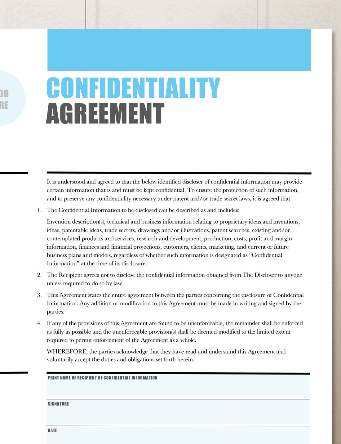 Confidentiality Agreement, Non-Disclosure Agreement | Rumble Design Store