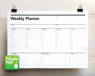 Fillable Weekly Planner, Student Agenda