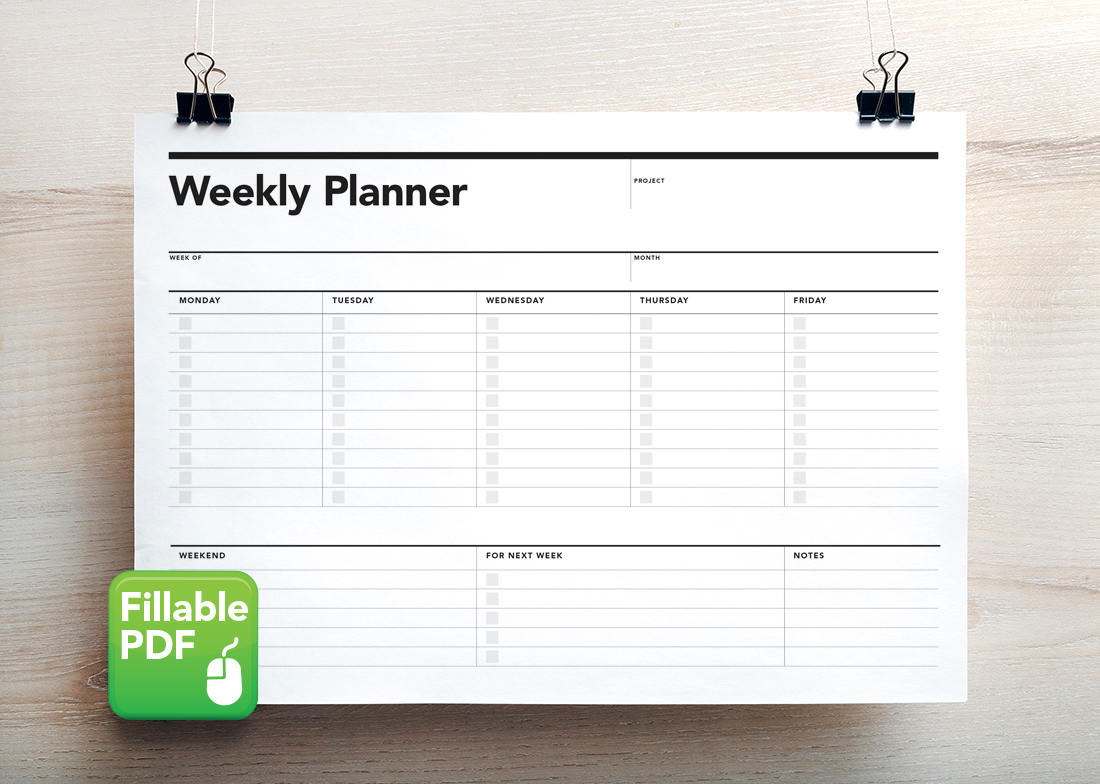 Fillable Weekly Planner, Student Agenda