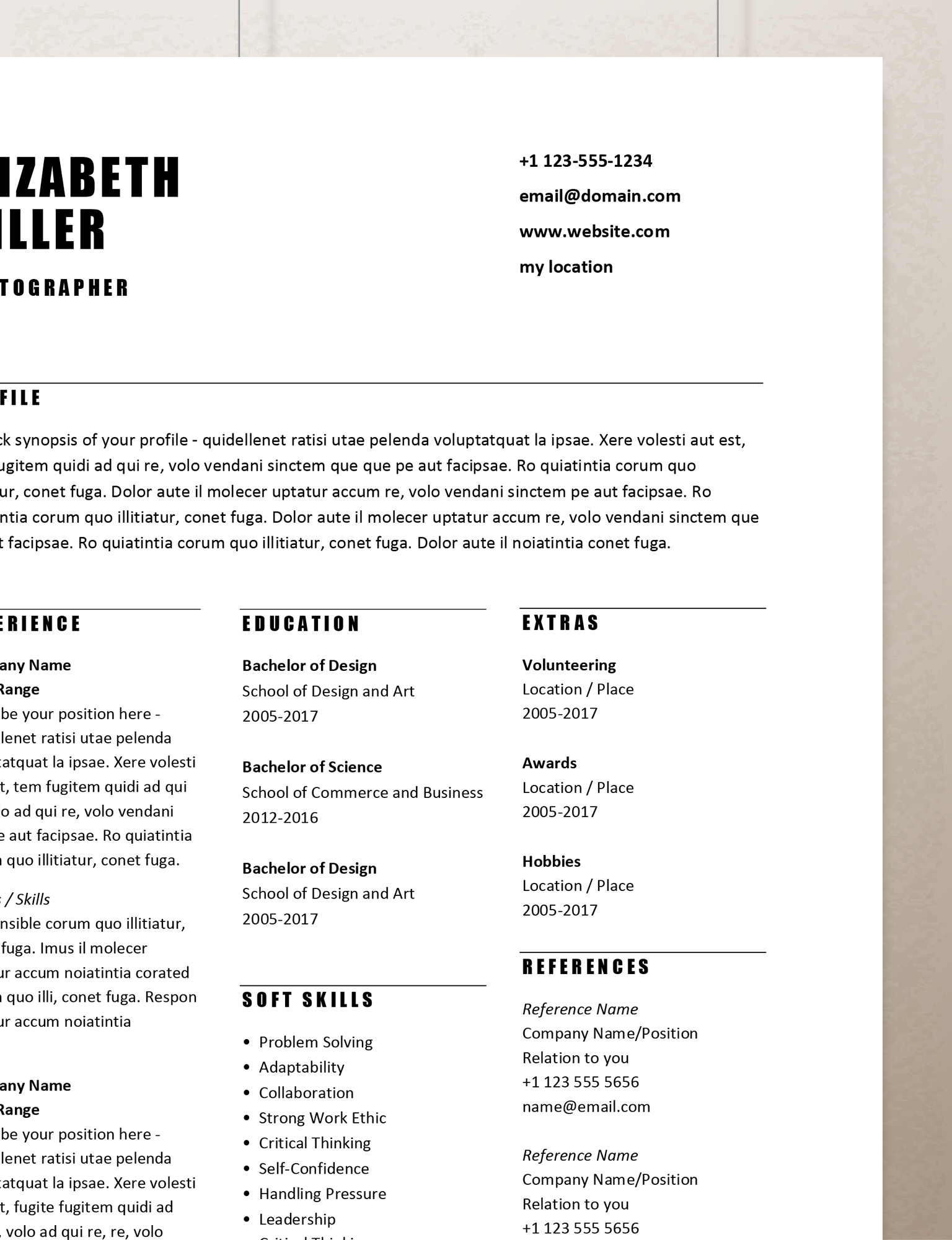 Simple Resume Templates | Rumble Design Store