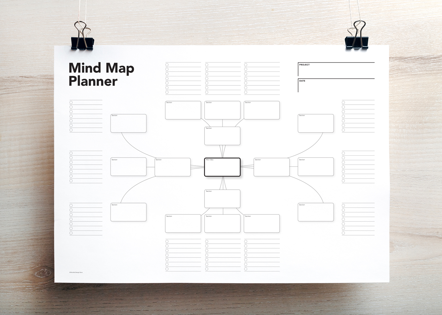Printable Mind Map Planner, Visual Planner, Mind Map Template, Visual Brainstorm Map, Visual Action Plan, Mind Map Diagram, Idea Map