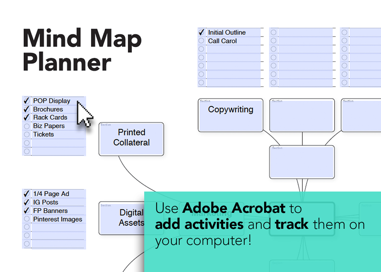 Printable Mind Map Planner, Visual Planner, Mind Map Template, Visual Brainstorm Map, Visual Action Plan, Mind Map Diagram, Idea Map