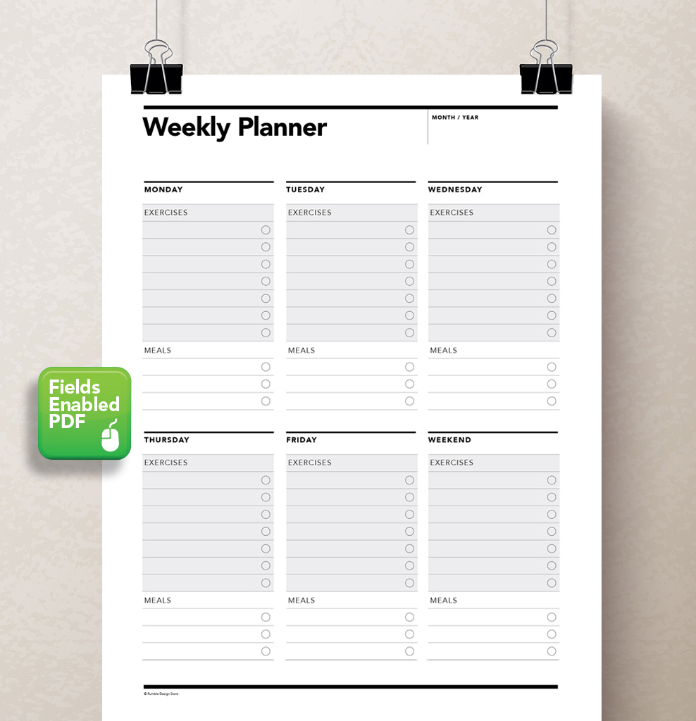 Weekly Exercise Planner