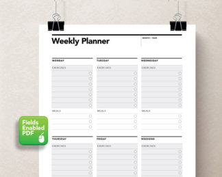 Weekly Workout & Meal Planner
