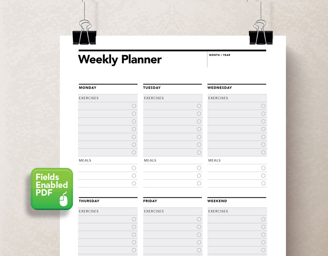Weekly Workout & Meal Planner