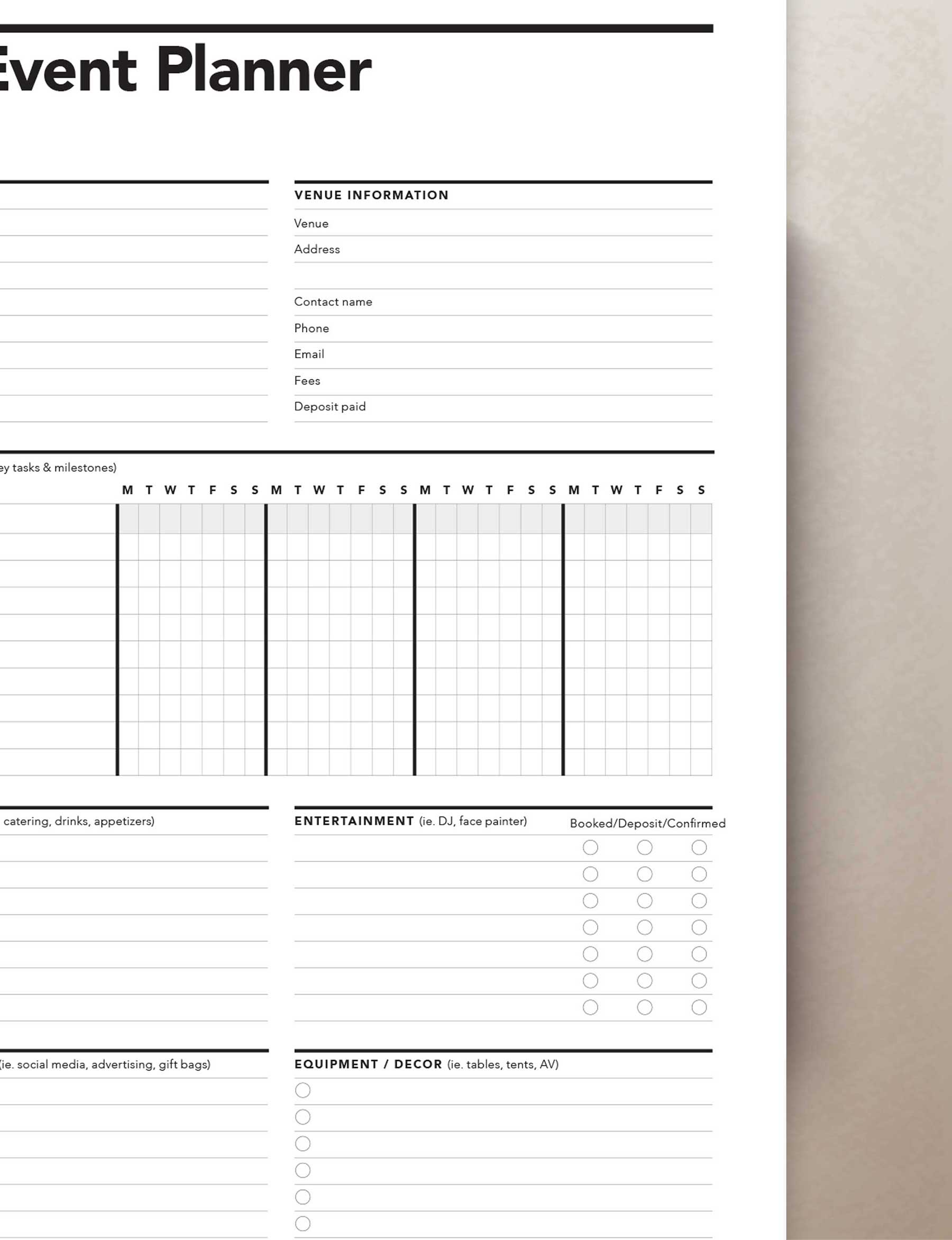 Event Planner Printable