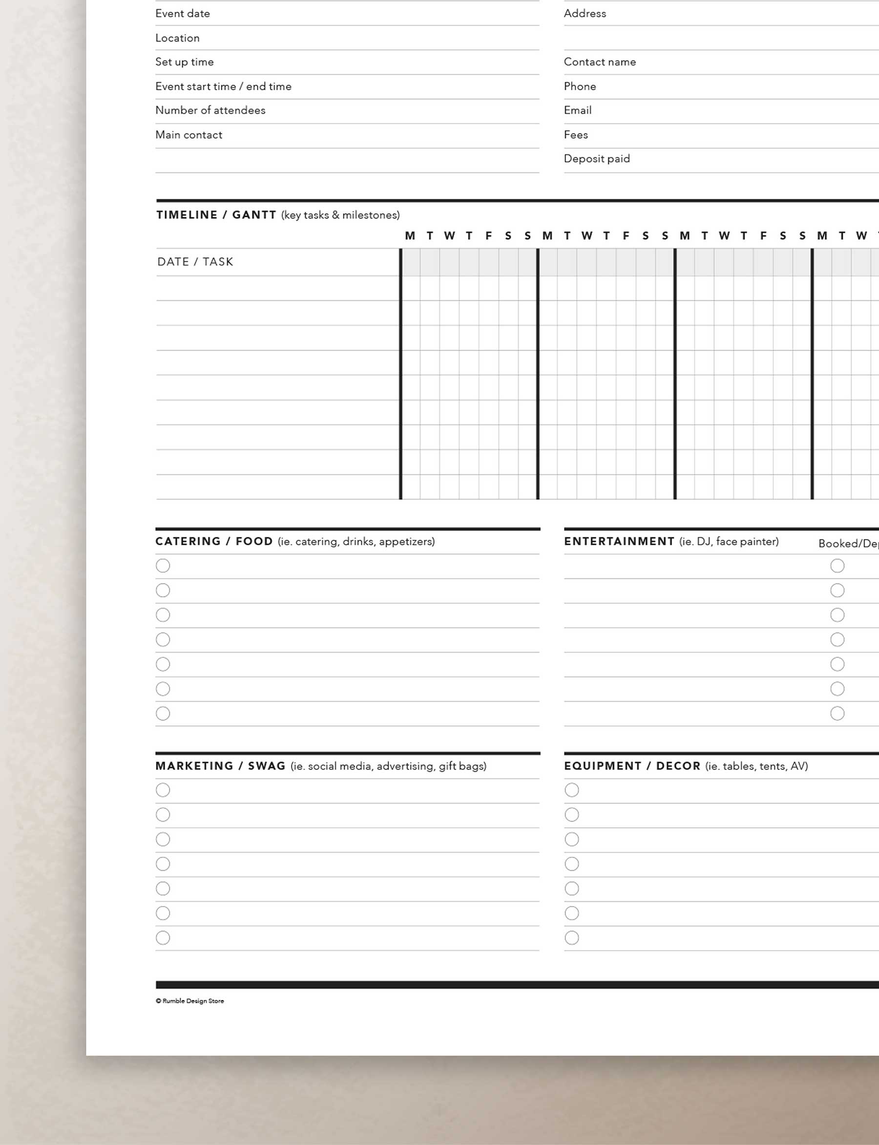 Event Planner Printable