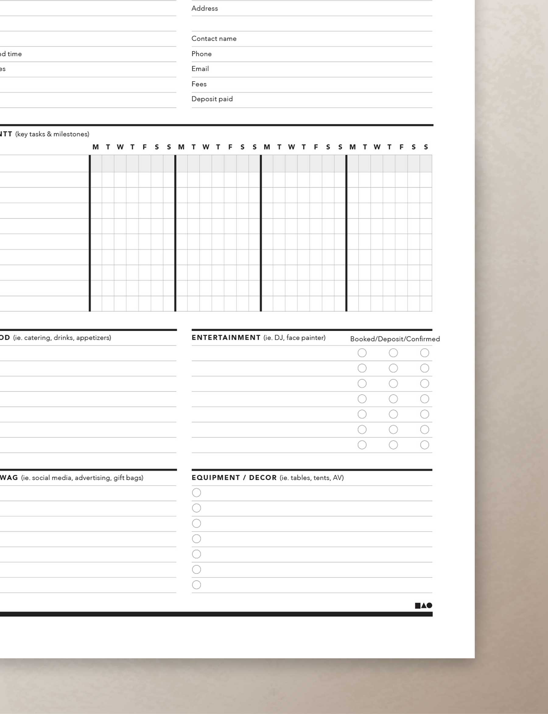 Event Planner Printable
